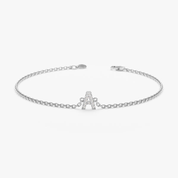 White Gold Diamond Initial Bracelet