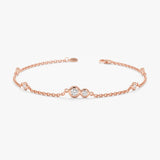 Rose Gold Bezel Diamond Station Bracelet