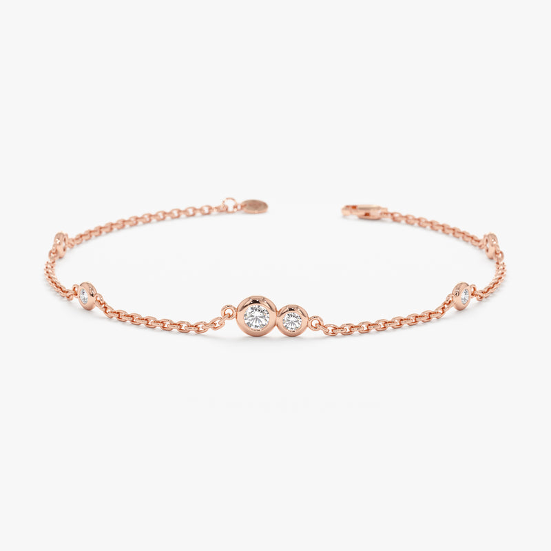 Rose Gold Bezel Diamond Station Bracelet