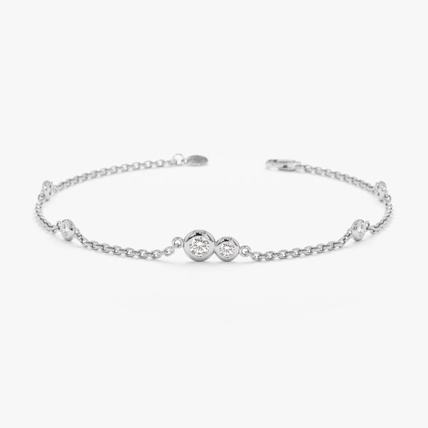 White Gold Bezel Diamond Station Bracelet
