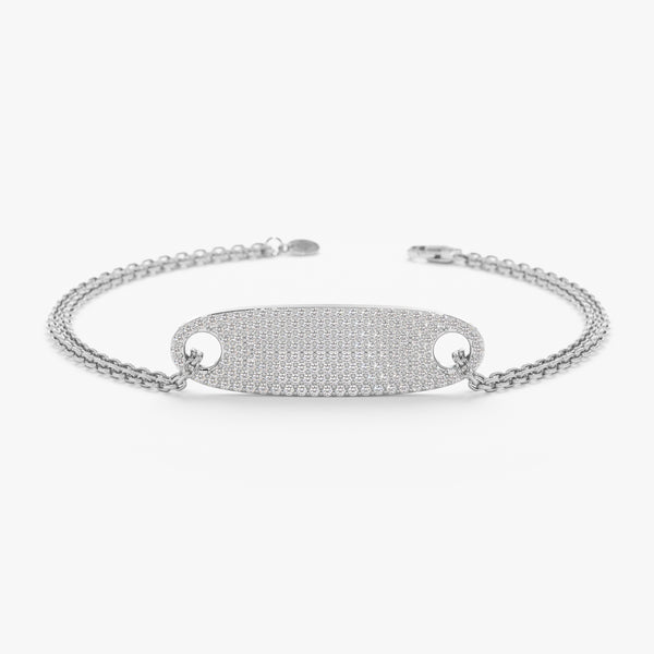 White Gold Diamond name tag Bracelet