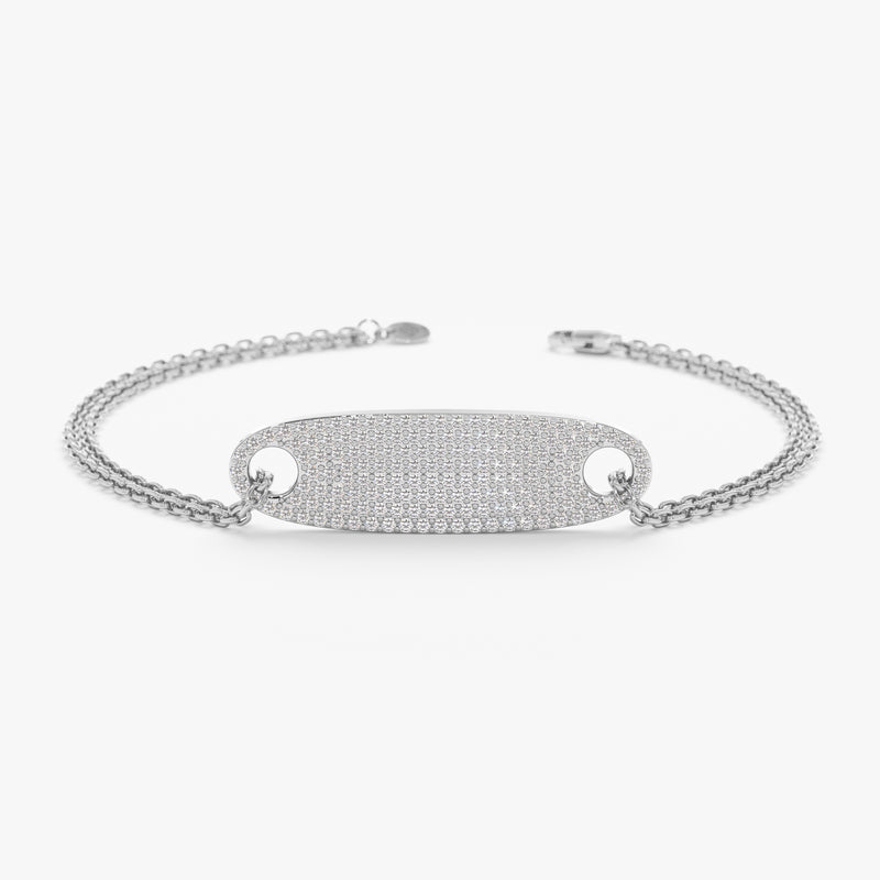 White Gold Diamond name tag Bracelet