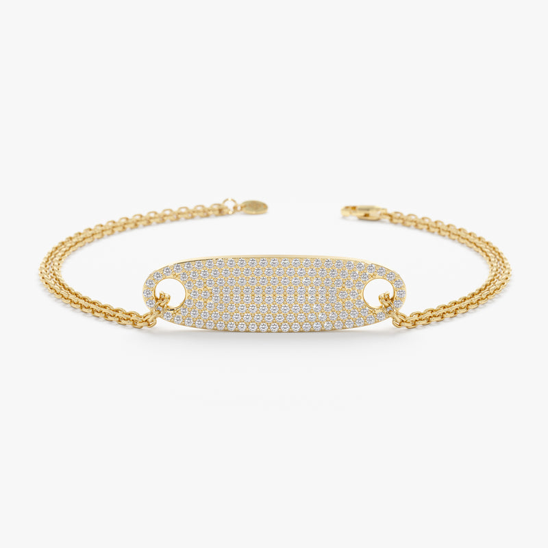 Pave Gold and Diamond ID Bracelet