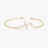 Paperclip Diamond Cross Bracelet