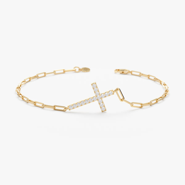 Paperclip Diamond Cross Bracelet