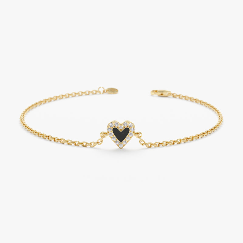 Diamond Enamel Heart Bracelet