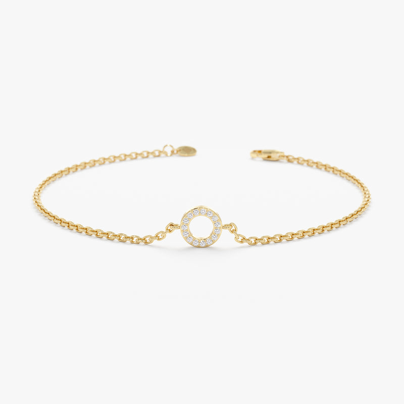 Yellow Gold Small Diamond Circle Bracelet