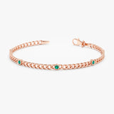 Rose Gold Emerald Curb Chain Bracelet