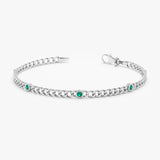 White Gold Emerald Miami Chain Bracelet