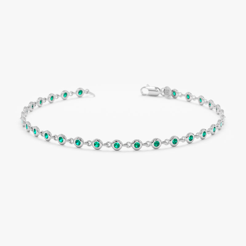 White Gold Emerald Tennis Bracelet