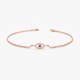 Rose Gold Diamond Sapphire Evil Eye Bracelet