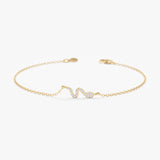Diamond and Gold Tiny Snake Bracelet