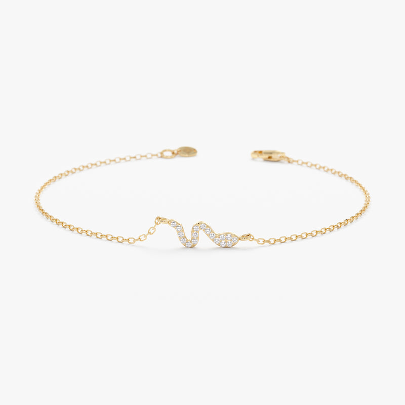 Diamond and Gold Tiny Snake Bracelet