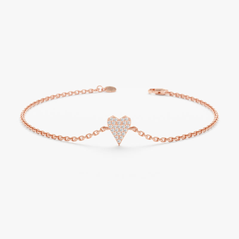 Rose Gold long Diamond Heart Bracelet