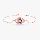 Rose Gold Diamond Sapphire Evil Eye Bracelet