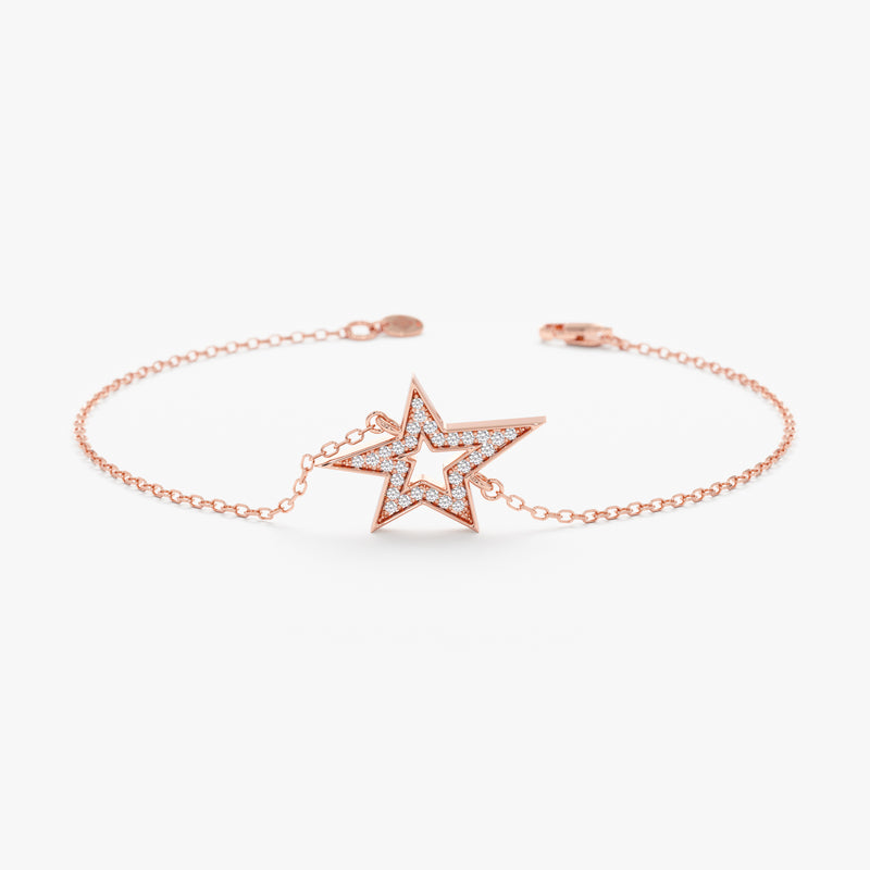 Rose Gold Asymmetric Diamond Star Bracelet