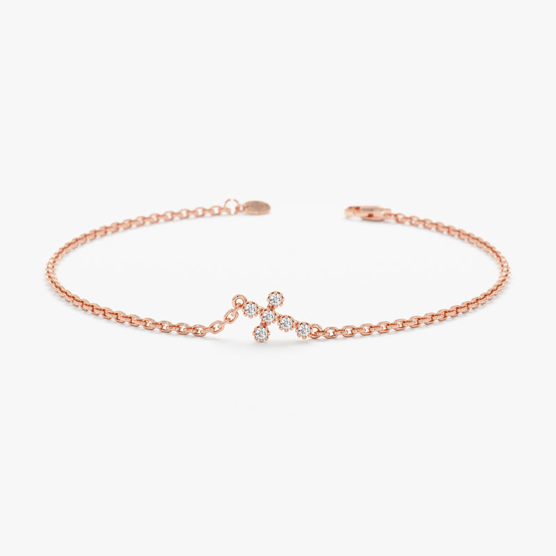 Rose Gold Diamond Cross Bracelet