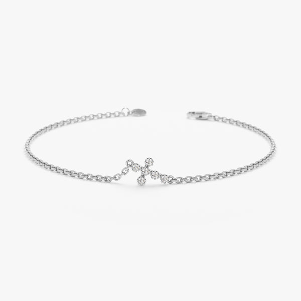 White Gold Diamond Cross Bracelet