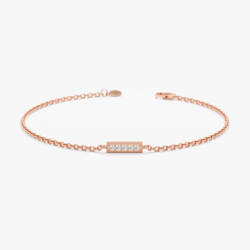 Rose Gold Small Diamond Bar Bracelet