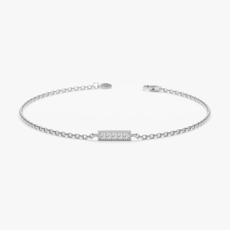 White Gold Small Diamond Bar Bracelet