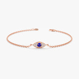 Rose Gold Diamond Sapphire Evil Eye Bracelet