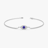 White Gold Diamond Sapphire Evil Eye Bracelet