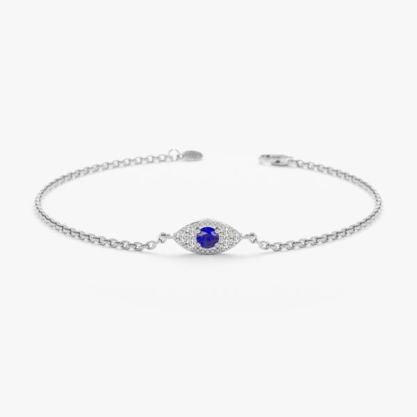 White Gold Diamond Sapphire Evil Eye Bracelet