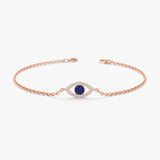 Rose Gold Diamond Sapphire Evil Eye Bracelet