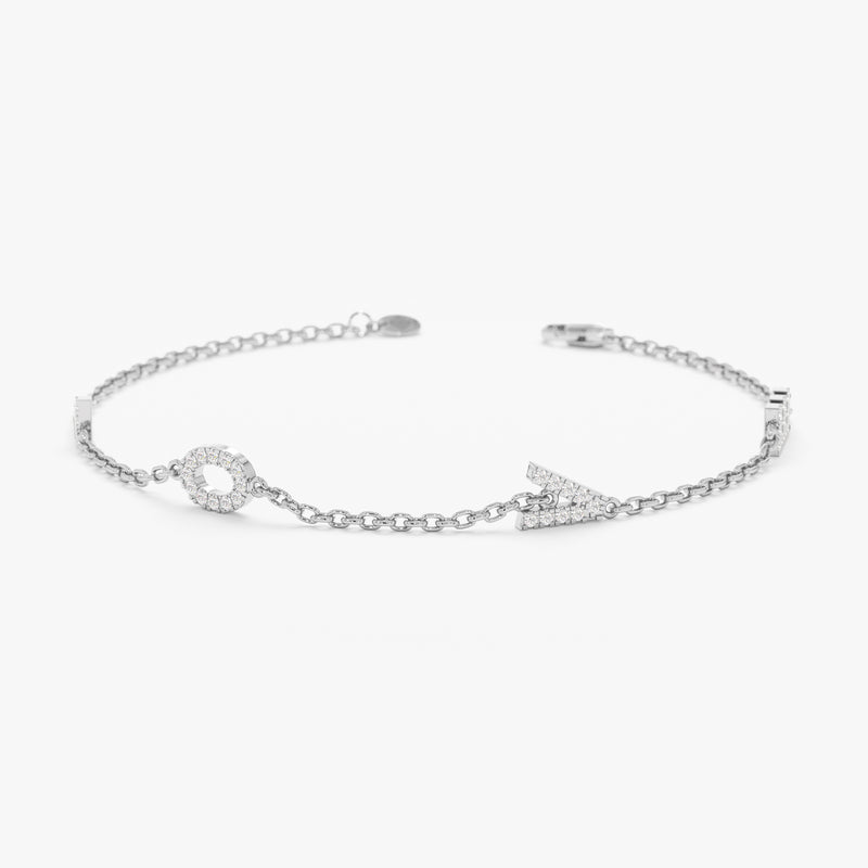 White Gold Dainty Diamond Love Bracelet