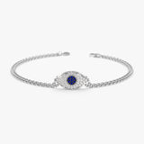 White Gold Diamond Sapphire Evil Eye Bracelet