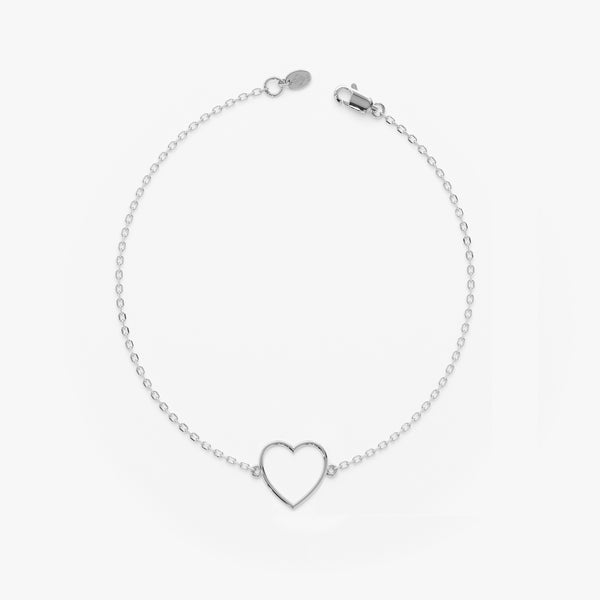 White Gold Open Heart Bracelet