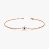 Rose Gold Diamond Sapphire Evil Eye Bracelet