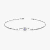 White Gold Diamond Sapphire Evil Eye Bracelet