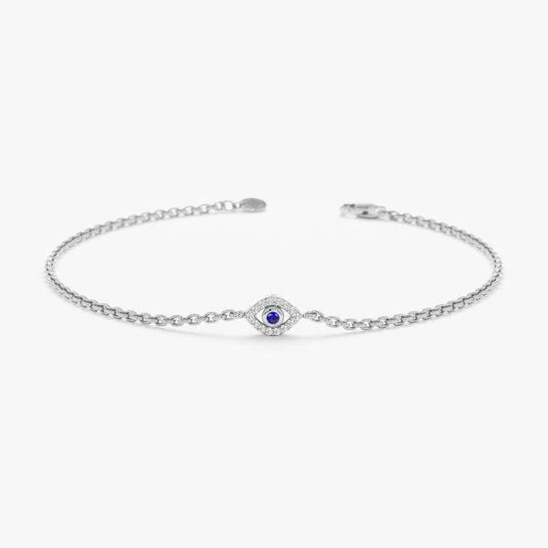 White Gold Diamond Sapphire Evil Eye Bracelet