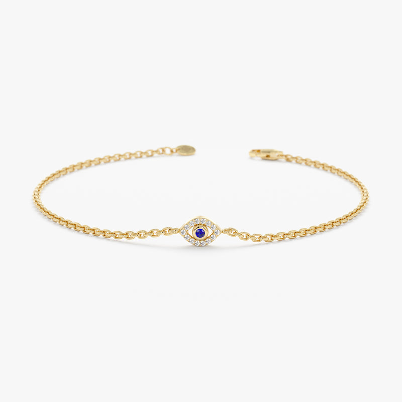 Mini Diamond Sapphire Evil Eye Bracelet