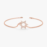 Rose Gold Diamond Star of David Bracelet