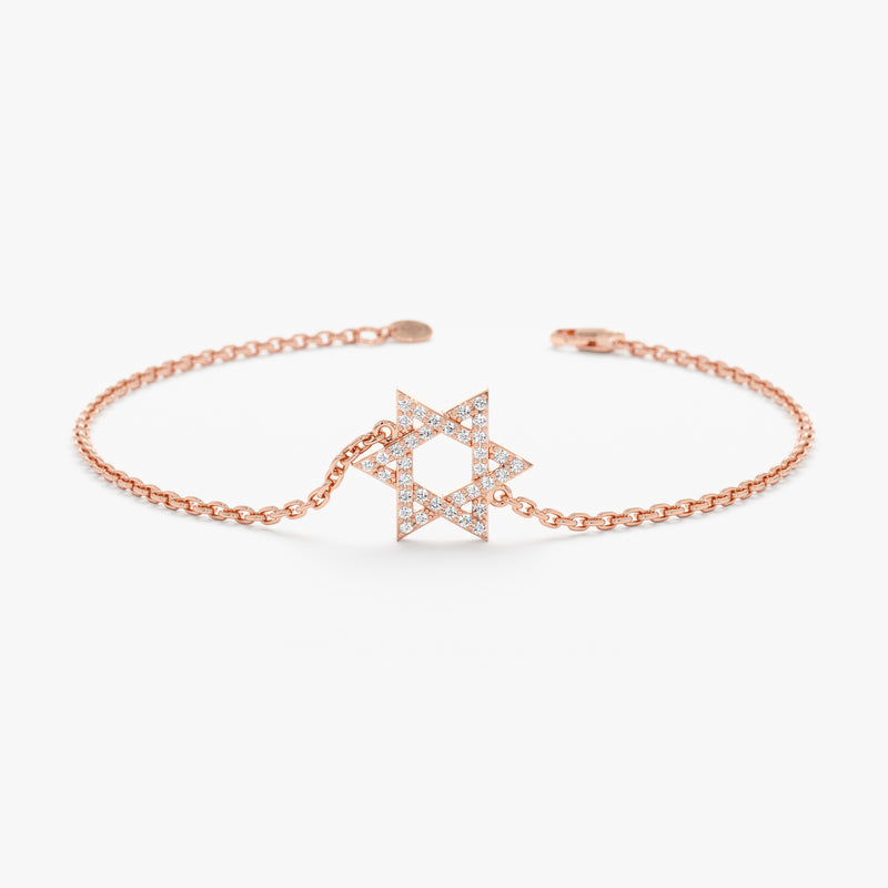 Rose Gold Diamond Star of David Bracelet