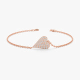 Rose Gold Pave Diamond Heart Bracelet