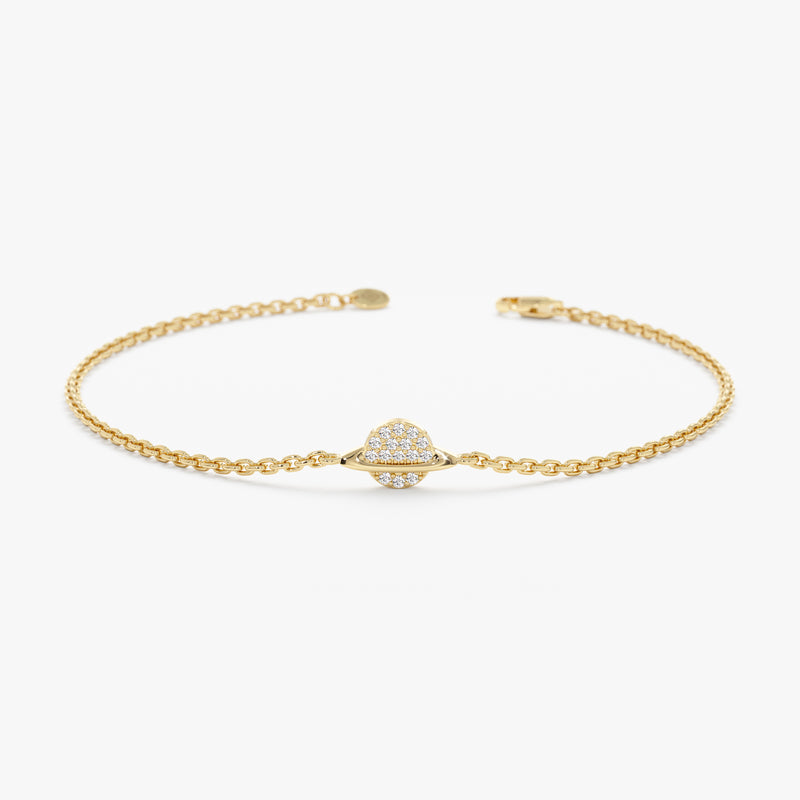 Solid Gold Diamond Saturn Bracelet