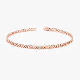 Rose Gold Diamond Cuban Chain Bracelet