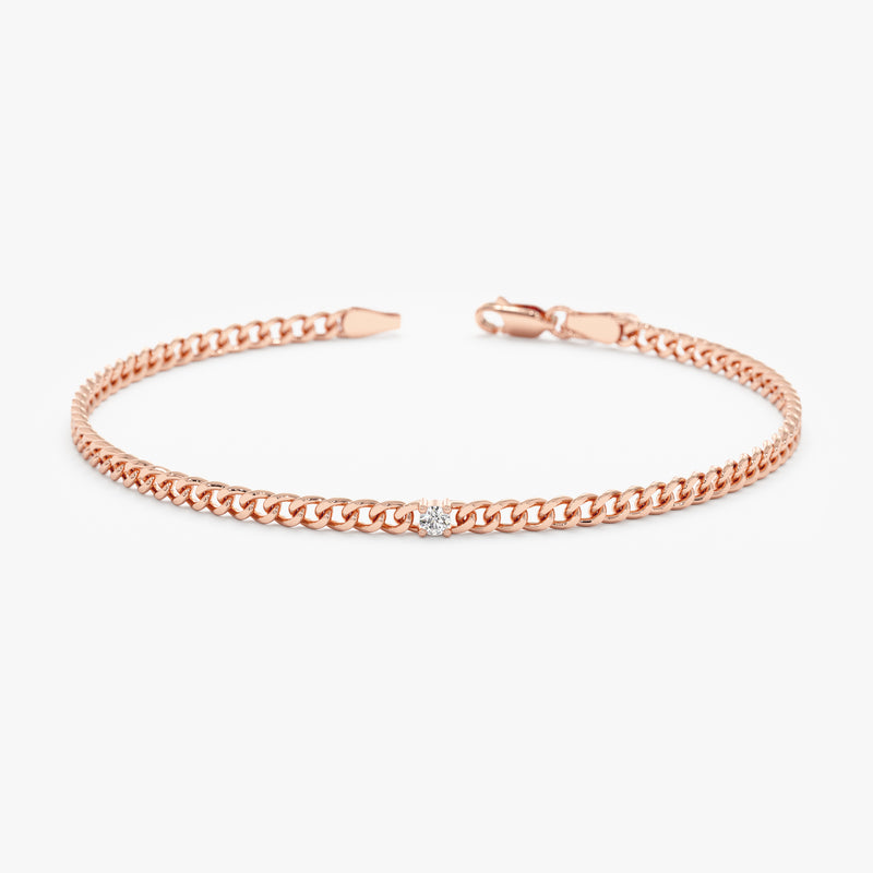 Rose Gold Diamond Cuban Chain Bracelet