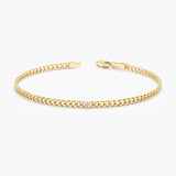 Singe Diamond Cuban Chain Bracelet