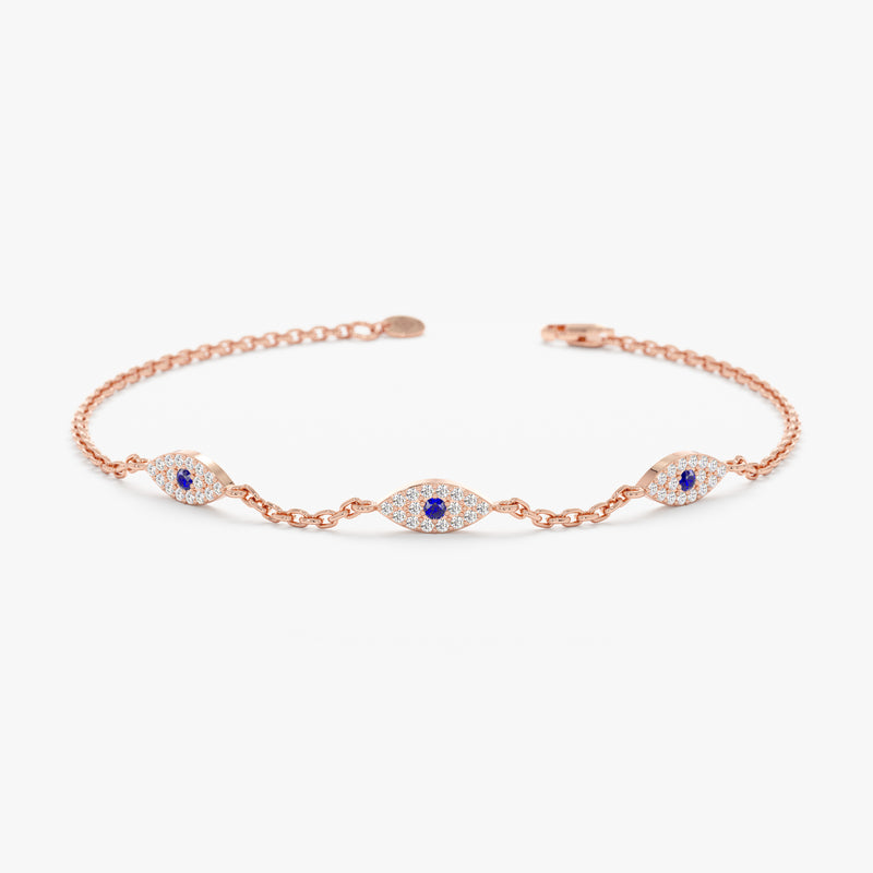 Rose Gold Natural Diamond and Sapphire Bracelet