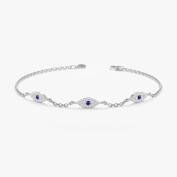 White Gold Natural Diamond and Sapphire Bracelet