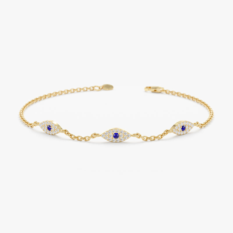 Multi Evil Eye Bracelet with Diamonds and Sapphires