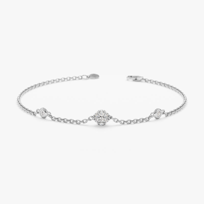White Gold Natural Diamond Ball Bracelet