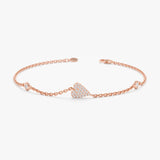 Rose Gold Heart Bracelet with Bezel Diamonds