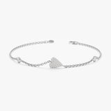 White Gold Heart Bracelet with Bezel Diamonds