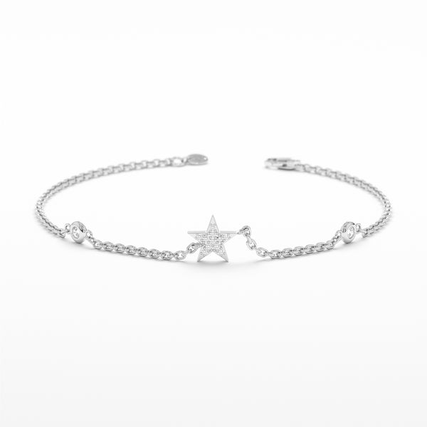 White Gold Diamond Star Bracelet 