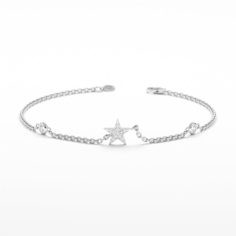 White Gold Diamond Star Bracelet 